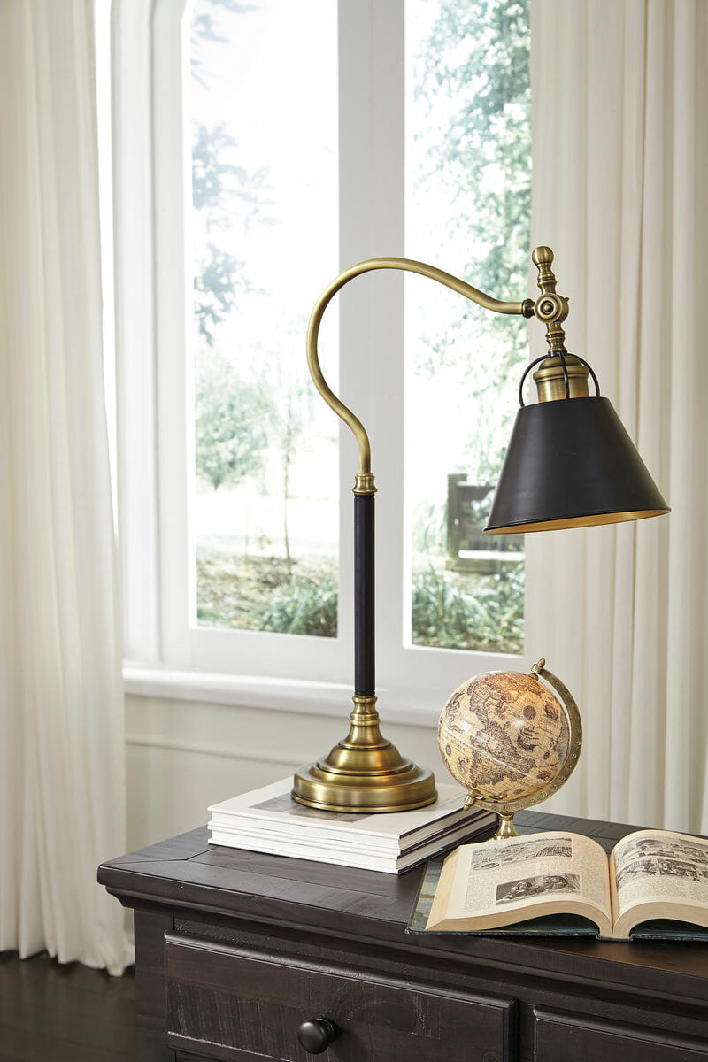 Arvid Black Gold Finish Metal Desk Lamp 1 Cn Nc Gallery